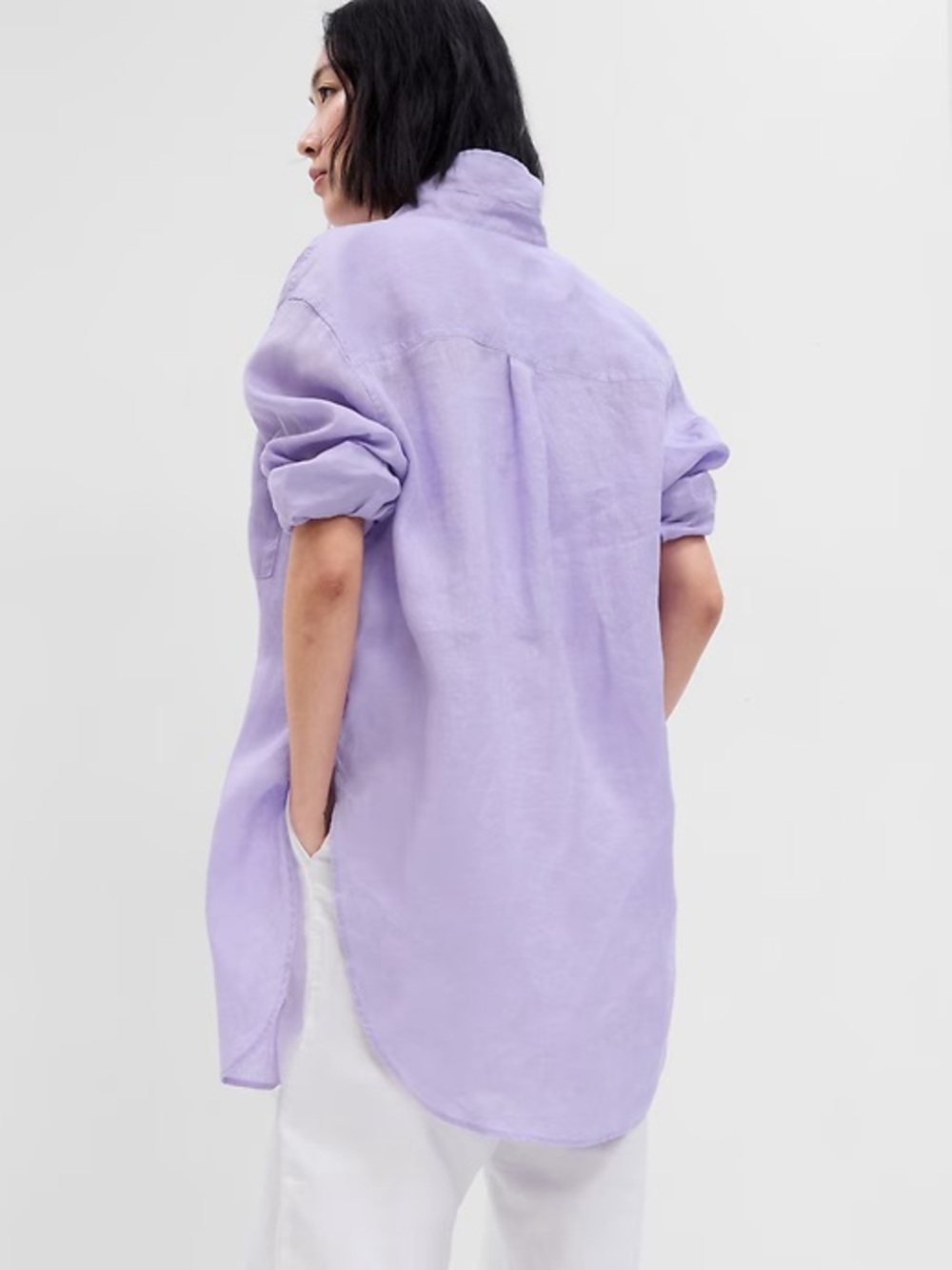 GAP Weekend Linen Tunic Shirt Purple Lotus